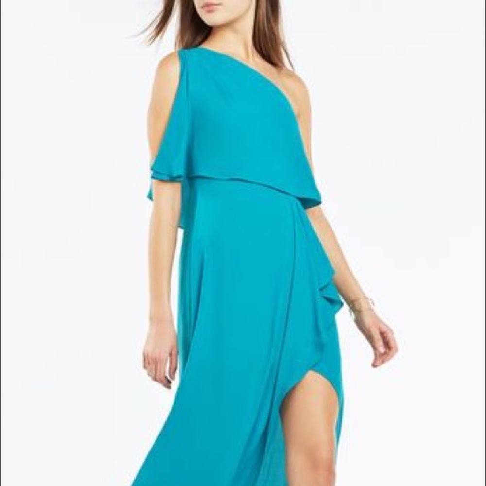 BCBG Secha One-Shoulder Draped Gown